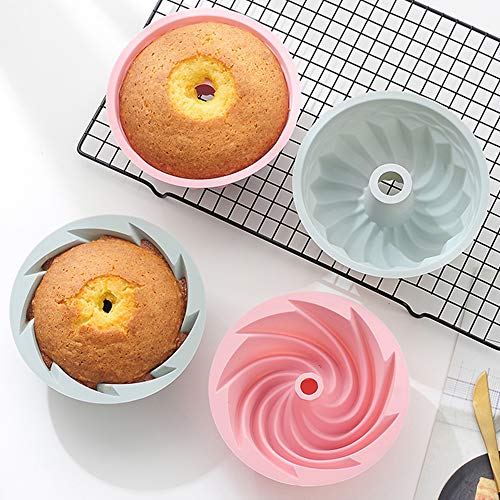 2PCS Molde Savarín, Negro,Molde para Bizcocho,Silicona para Tartas,Repostería Magdalenas ara rosquillas,Magdalenas,Pasteles,Galletas,Horneado de Pudín-Fácilmente Desmoldeo Estuches Libre de BPA