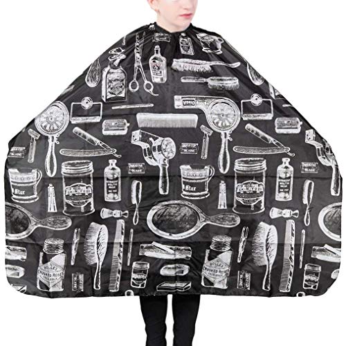 2X Capa de Peluquería | Impermeable | Para Salón de Belleza y Uso Doméstico,vestido peluquería Corte,corte de los cabellos barbero instrumento de cabello capítulo paño sombra Delantal(Blanco & negro)