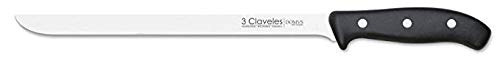 3 Claveles 28016 Set Compuesto por Cuchillo Jamonero y Pinza, Acero Inoxidable, Plata
