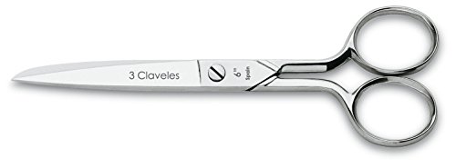 3 Claveles 5 Tijera de Costura Castellana, Acero de Carbono, 15 cm (6")