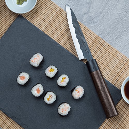 3 Claveles - Cuchillo de Cocina oriental, Mango de madera, Acero Inoxidable, línea Osaka - (16cm - 6,5")