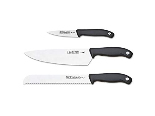 3 Claveles EVO Set de Cuchillos, Acero, 1 cm