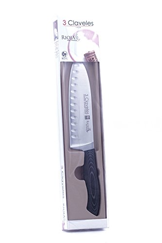 3 Claveles Rioja - Cuchillo Santoku alveolado, 18 cm, 7 pulgadas