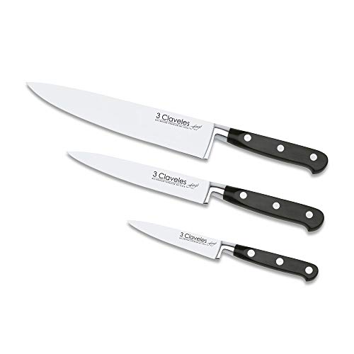 3 Claveles Set de Cuchillos de Cocina Forjados, Acero Inoxidable, Plata