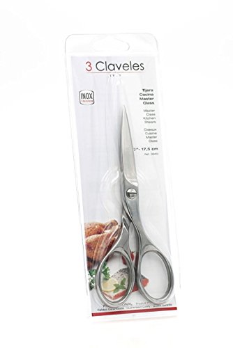3 Claveles Tijera Cocina Master Class INOX 7 Pulgadas, Acero Inoxidable, Brillo, 18 cm (7")