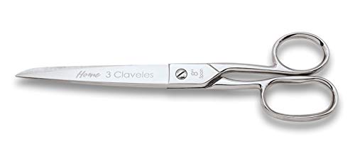 3 Claveles Tijera Varios Usos (Línea Home), Plata, Modista 8" (20 cm)