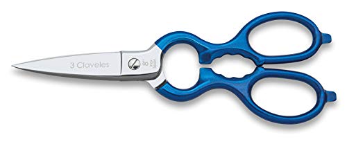 3 Claveles Varios Usos Tijera de Cocina Multiusos, Acero Inoxidable, Azul, 8"
