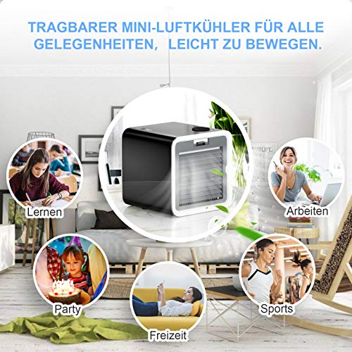 3 en 1 Mini Enfriador de Aire, Aire Acondicionado Portátil, Humidificador con Mango, refrigerador de aire para trabajo y hogar