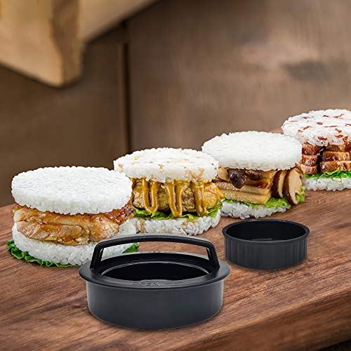 3 en 1 Prensa para Hamburguesas,Dar 50 Piezas de Papel para Hamburguesas para Deslizadores antiadherentes para Barbacoa Prensa Burger Press - Negro
