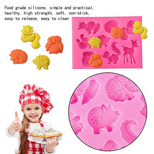 3 Pack Animal Silicone Fondant Cake Molds Moldes de Silicona para Fondant, decoración de Tartas, Herramientas para Hacer Bricolaje, Dulces, Chocolate, Cubitos de Hielo, jabón