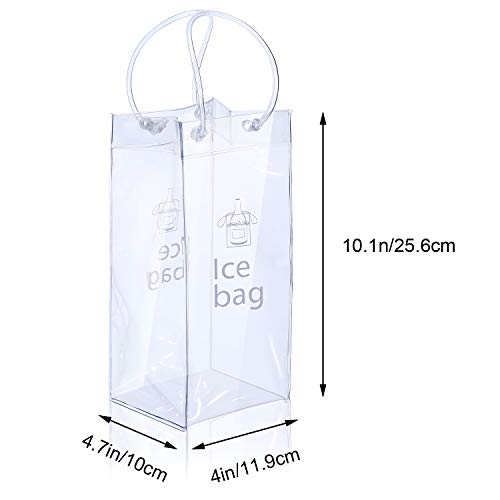3 Piezas Bolsa de Vino de Hielo Transparente Plegable Bolsa de Enfriador de Vino Bolsas de Vino de PVC con Asa para Champán Cerveza Fría Vino Blanco Bebidas Heladas