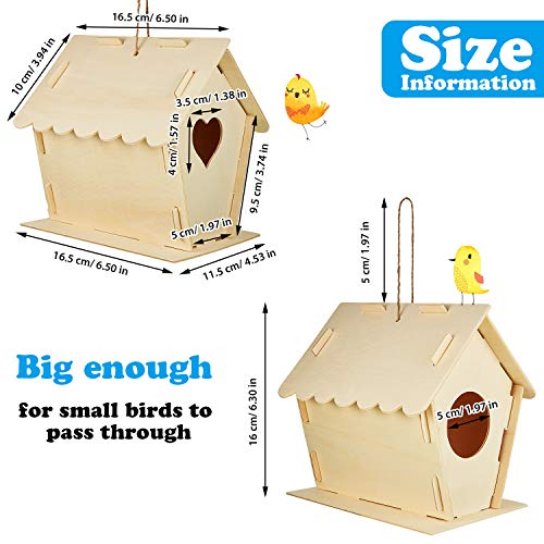3 Piezas Kits de Casa de Madera de Pájaros Construir y Pintar Casa de Pájaros Casas de Pájaros Colgantes con 12 Piezas Pinturas y 2 Piezas Pinceles para Bricolaje Artesanal Educativo