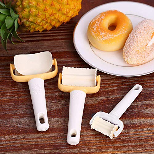 3 Unids/Set moldes Torta de la Pasta Herramientas de la panadería del balanceo para Hacer Tartas y Galletas, Molde de Bricolaje Decoración Kit de Herramientas de Sello (White)