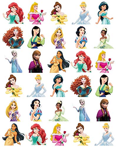 30 obleas comestibles para cupcakes con diseño de princesas Disney
