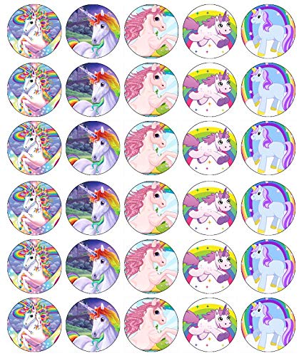 30 obleas comestibles para cupcakes, diseño de unicornio