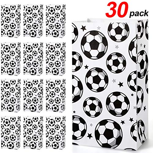 30 Paquetes Bolsa de Papel de Favores de Fiesta de Fútbol Bolsa de Tratamiento Dulces Bolsa de Regalo Impresa de Fútbol