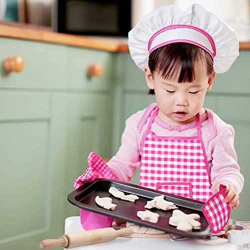 30 Piezas Juego de Cocina para Niñas, Juego Chef Cocinero| Materiales de Primera Calidad| Gorro Delantal Rodillo Cortador de Galletas Guantes Horno Utensilios etc| Regalo Cumpleaños Navidad Ideal.
