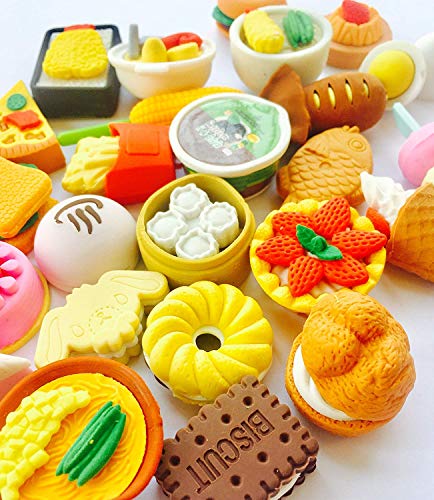 30 unids Novedad Estilo de Comida Lápiz Borradores de Goma, Postre de Fruta Vegetal Borradores de Fiesta para Niños Fiesta Llenadores de Bolsas