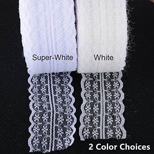 30m Encaje Cinta Blanco 4,5cm Encaje Rollo Decorativo para Novia Nupcial de Boda para Decoración Manualidades Bricolaje DIY Borde Festoneado