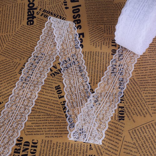 30m Encaje Cinta Blanco 4,5cm Encaje Rollo Decorativo para Novia Nupcial de Boda para Decoración Manualidades Bricolaje DIY Borde Festoneado