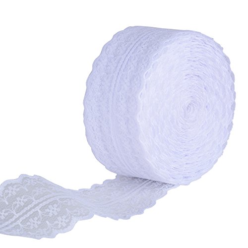 30m Encaje Cinta Blanco 4,5cm Encaje Rollo Decorativo para Novia Nupcial de Boda para Decoración Manualidades Bricolaje DIY Borde Festoneado