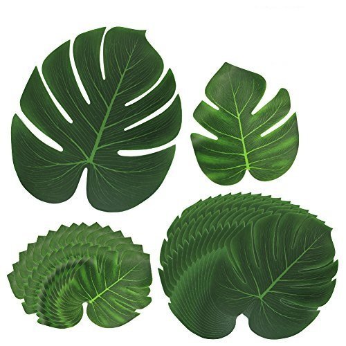 30Piezas Hoja verde planta HTINAC, Suave Hojas Tropicales Decoración de la Tienda de la Fiesta en Casa de Monstera para Playa Fiesta Temática/Fiesta de Hawaii