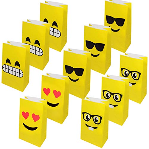 36 Bolsas de Regalo de Emoji - Bolsas Detalles y golosinas Ideal para Navidad Fiestas y cumpleaños, Eventos con niños y en el Colegio.