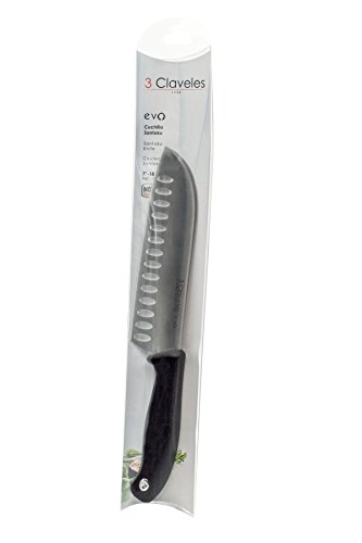 3Claveles Evo - Cuchillo Santoku alveolado, 18 cm, 7 pulgadas