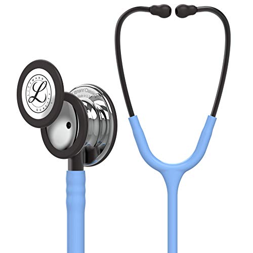 3M Littmann Classic III - Fonendoscopio para monitorización, campana de acabado en espejo, tubo azul cielo y vástago y auricular color gris humo, 68.5 cm, 5959