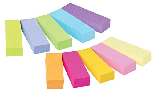 3M Post-It - Marcadores adhesivos para libros Pack 10 x 50 hojas – Notas adhesivas de papel de 12.7 x 44.4 mm – color surtido