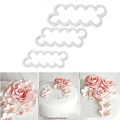 3pcs 3D cortador de pétalos de rosa decoración de pasteles de flores fondant molde
