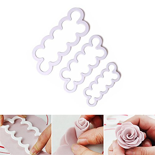 3pcs 3D cortador de pétalos de rosa decoración de pasteles de flores fondant molde