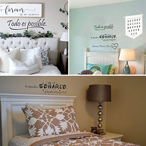 3pcs Pegatinas Citas Inspiradoras Pared Español Vinilos Frases Motivadoras Letras Stickers Adhesivos Negro Decorativos Habitación Dormitorio Salón Oficina Todo es posible