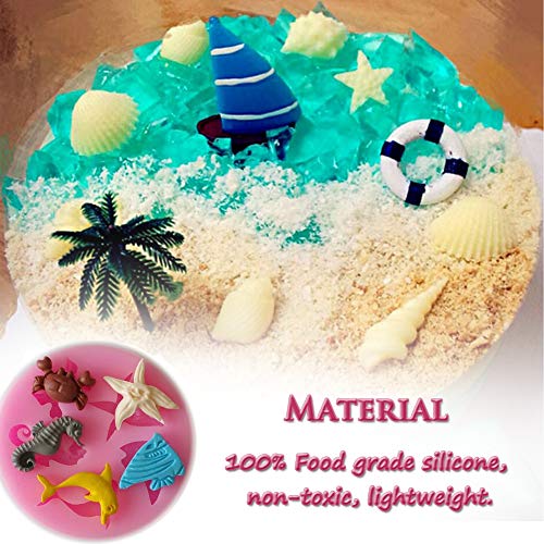 3PCS Seashell y Sea Animal Moldes de Silicona Moldes Herramientas Hechas A Mano Caramelo de Chocolate Fondant Cake Decoration Fondant Mold Silicone Baking Cake Chocolate Molds Rosa