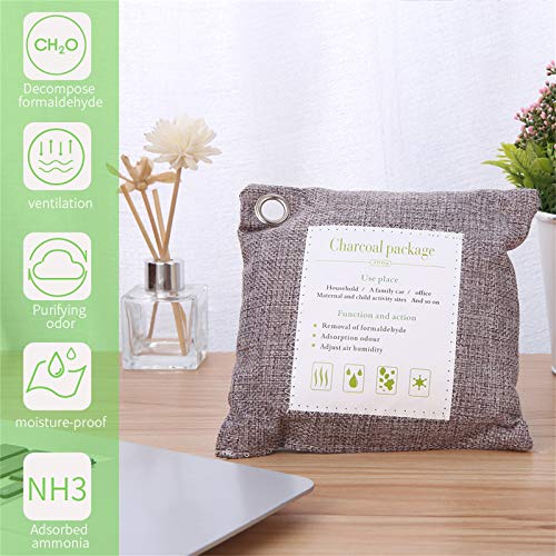 4 Bolsa de Carbón Activo De Bambú, Purificación de Aire, Bolsas de Carbón Activado, Bolsas de ambientador Natural, para Coche, Cocina, Refrigerador, Hogar, 4x200g