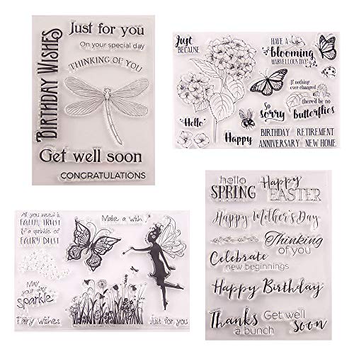 4 Piezas Primavera Tema Sello de Silicona Transparente Sello de Goma Transparente para DIY Scrapbook Álbum de Fotos Papel