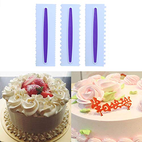 4 Rascador de pasteles para decoración de pasteles, peine para glaseado, espátulas para fondant, bordes de tartas, rascador de crema, herramienta para repostería, molde para hornear