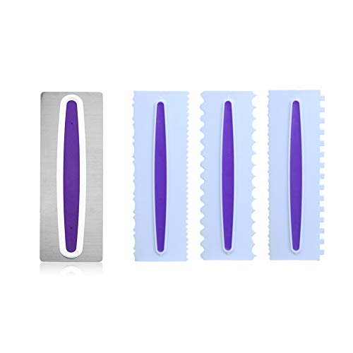 4 Rascador de pasteles para decoración de pasteles, peine para glaseado, espátulas para fondant, bordes de tartas, rascador de crema, herramienta para repostería, molde para hornear