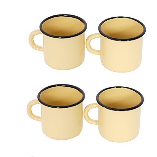 4 tasas de Metal esmaltado - Amarillas - 250 ml - 8 cm