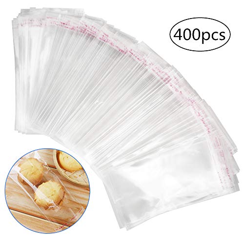 400pcs Bolsas de Celofán Transparentes Plastico (8 * 16cm) Bolsas de Celofan Autoadhesivas Bolsas Plastico OPP con Adhesivo para Regalos Caramelo, Galletas de Boda, Chocolates, Bocadillos