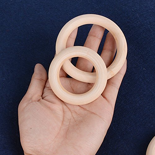 40pcs(Diametro 5.5cm&7cm) Anillas Anillos Madera Círculo Redonda Colgantes para Manualidades Llavero Campana de viento DIY Artesanía Pintar Decoración