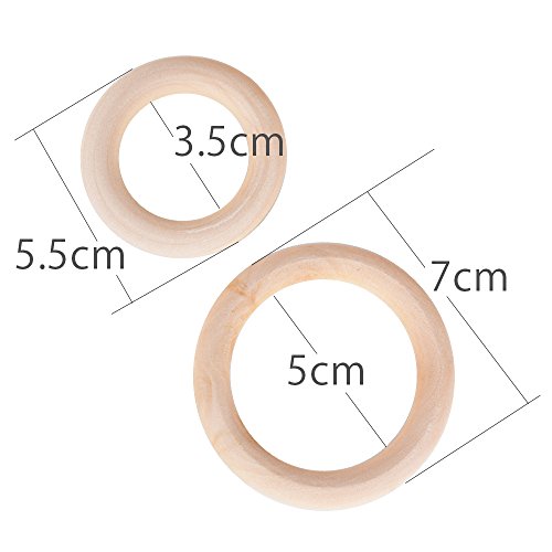40pcs(Diametro 5.5cm&7cm) Anillas Anillos Madera Círculo Redonda Colgantes para Manualidades Llavero Campana de viento DIY Artesanía Pintar Decoración