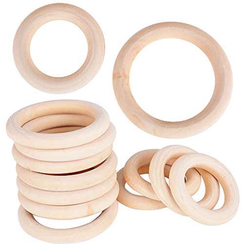 40pcs(Diametro 5.5cm&7cm) Anillas Anillos Madera Círculo Redonda Colgantes para Manualidades Llavero Campana de viento DIY Artesanía Pintar Decoración