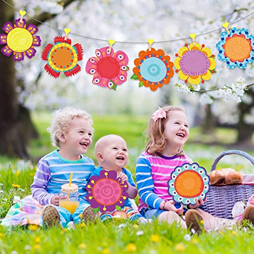 45 Recorte de Flores de Primavera Recortes de Decoración de Aula de Flores de Colorido Versátil con Puntos Pegamento para Fiesta Primavera Verano de Tablón de Anuncios de Escuela, 5.9 x 5.9 Pulgadas