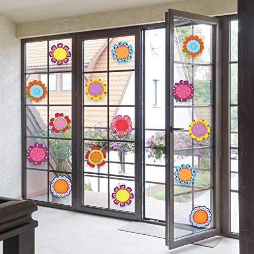 45 Recorte de Flores de Primavera Recortes de Decoración de Aula de Flores de Colorido Versátil con Puntos Pegamento para Fiesta Primavera Verano de Tablón de Anuncios de Escuela, 5.9 x 5.9 Pulgadas