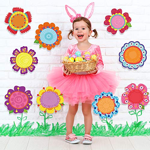 45 Recorte de Flores de Primavera Recortes de Decoración de Aula de Flores de Colorido Versátil con Puntos Pegamento para Fiesta Primavera Verano de Tablón de Anuncios de Escuela, 5.9 x 5.9 Pulgadas