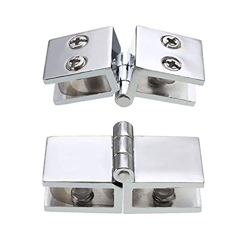 4pcs 180 grados Grosor de Cristal Bisagras, Acero Inoxidable Cristal Bisagras Puertas, Soporte para estante de cristal vidrio, baño, ducha, armario, muebles, cristal Bisagra(5 – 8 mm)