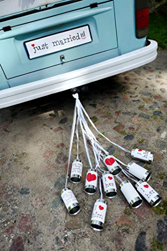 5 piezas en metal (latas para coches de novios)