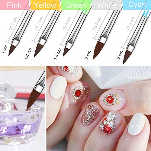 5 pinceles de manicura, para acrílico y gel UV, en tamaños 4, 6, 8, 10 y 12.
