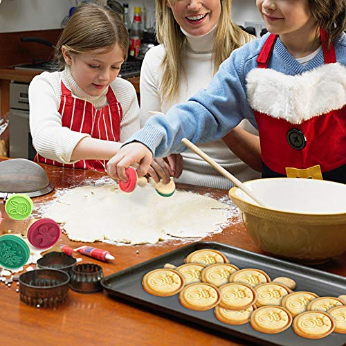 5 sellos de galletas, moldes de silicona para galletas, para hacer galletas caseras, bricolaje, herramientas de decoración de repostería, molde de madera